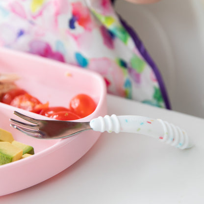 Toddler-Safe Kids Silverware Duo in Cute Vanilla Sprinkle | Bumkins