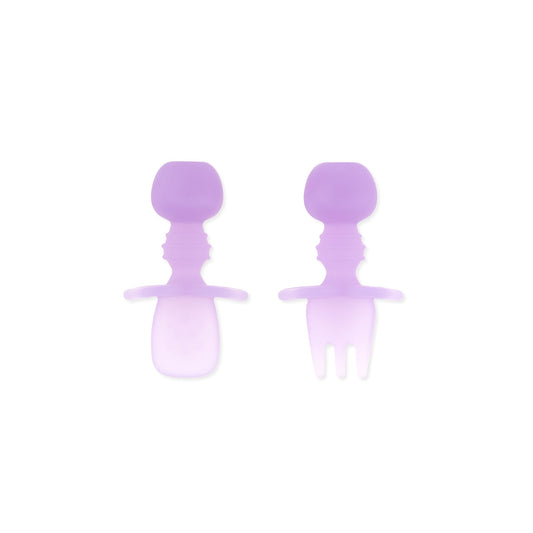 Soft Purple Jelly Silicone Utensils for Baby-Led Weaning | Bumkins