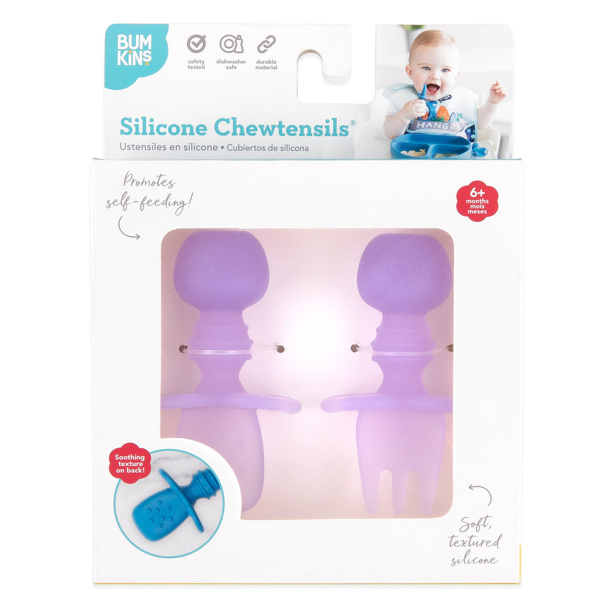 Soft Purple Jelly Silicone Utensils for Baby-Led Weaning | Bumkins