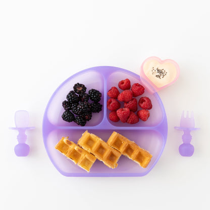 Soft Purple Jelly Silicone Utensils for Baby-Led Weaning | Bumkins