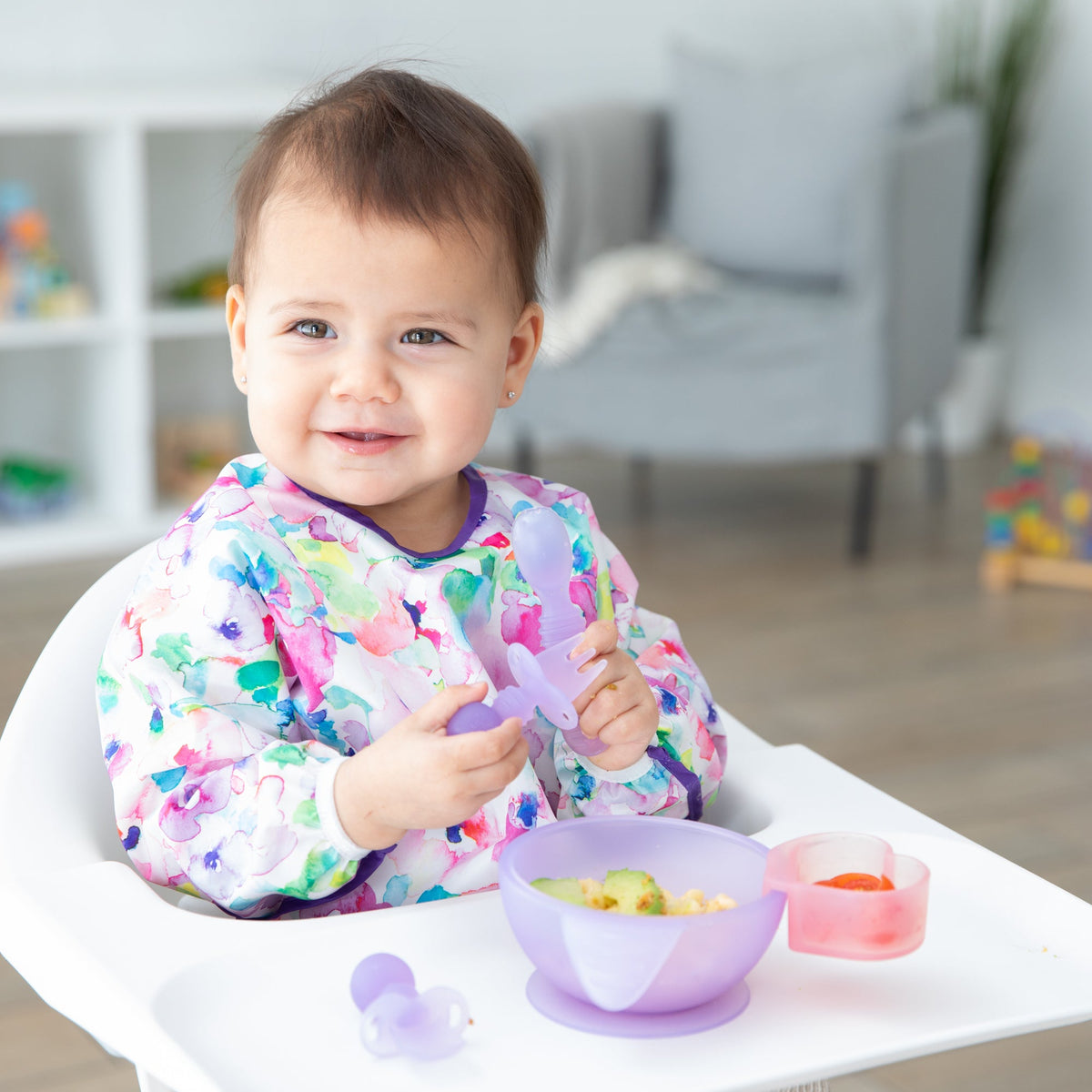 Soft Purple Jelly Silicone Utensils for Baby-Led Weaning | Bumkins