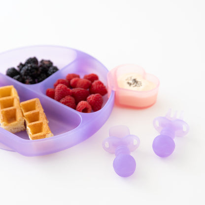 Soft Purple Jelly Silicone Utensils for Baby-Led Weaning | Bumkins