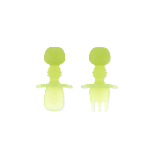 Transparent Green, Food-Safe Silicone Utensils for Babies | Bumkins