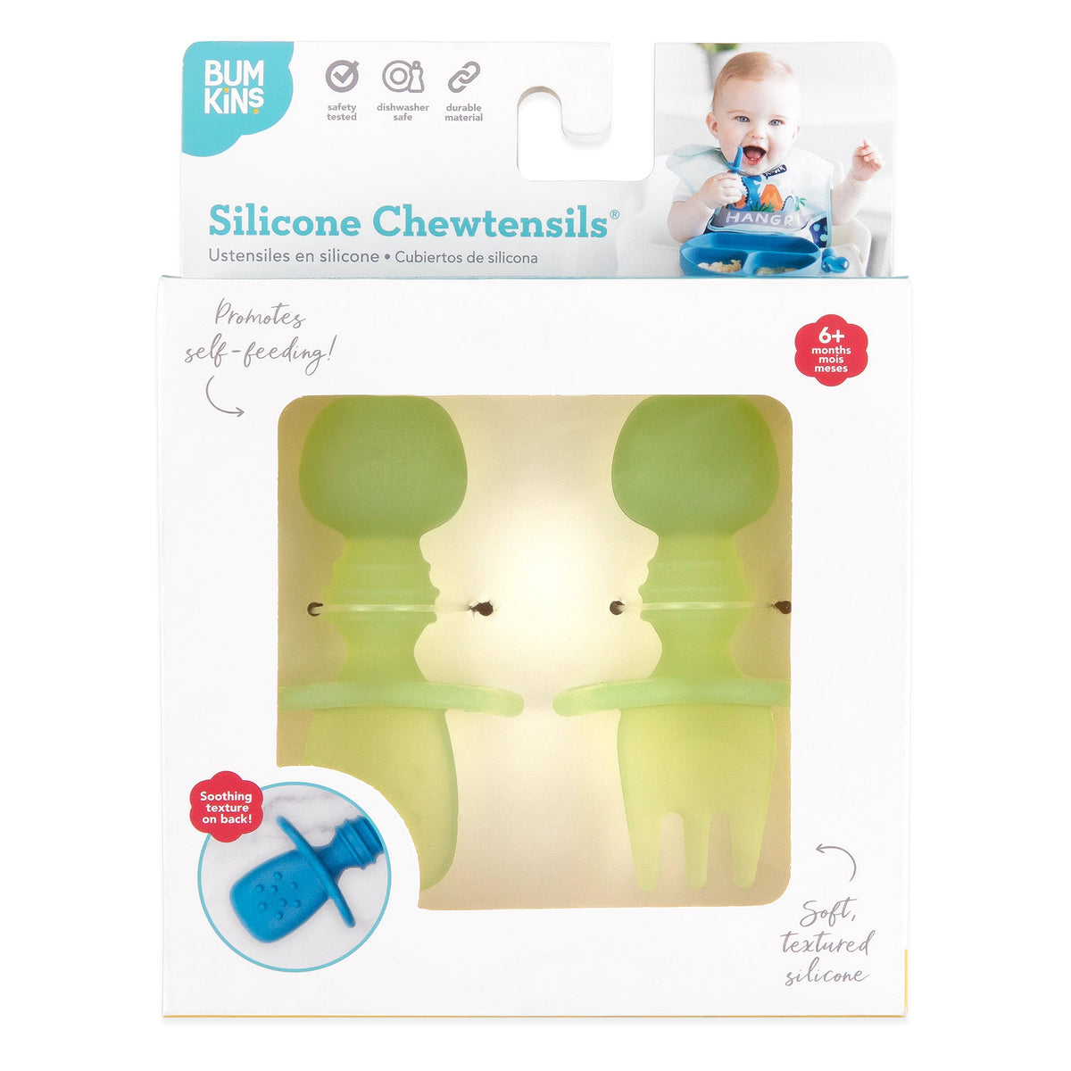 Transparent Green, Food-Safe Silicone Utensils for Babies | Bumkins