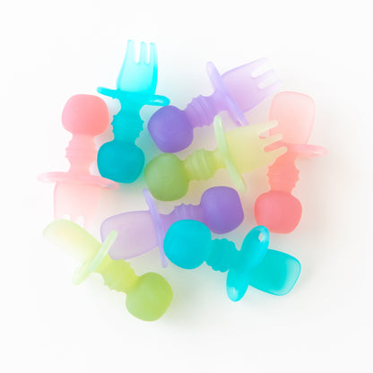 Transparent Green, Food-Safe Silicone Utensils for Babies | Bumkins