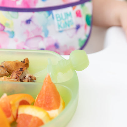 Transparent Green, Food-Safe Silicone Utensils for Babies | Bumkins