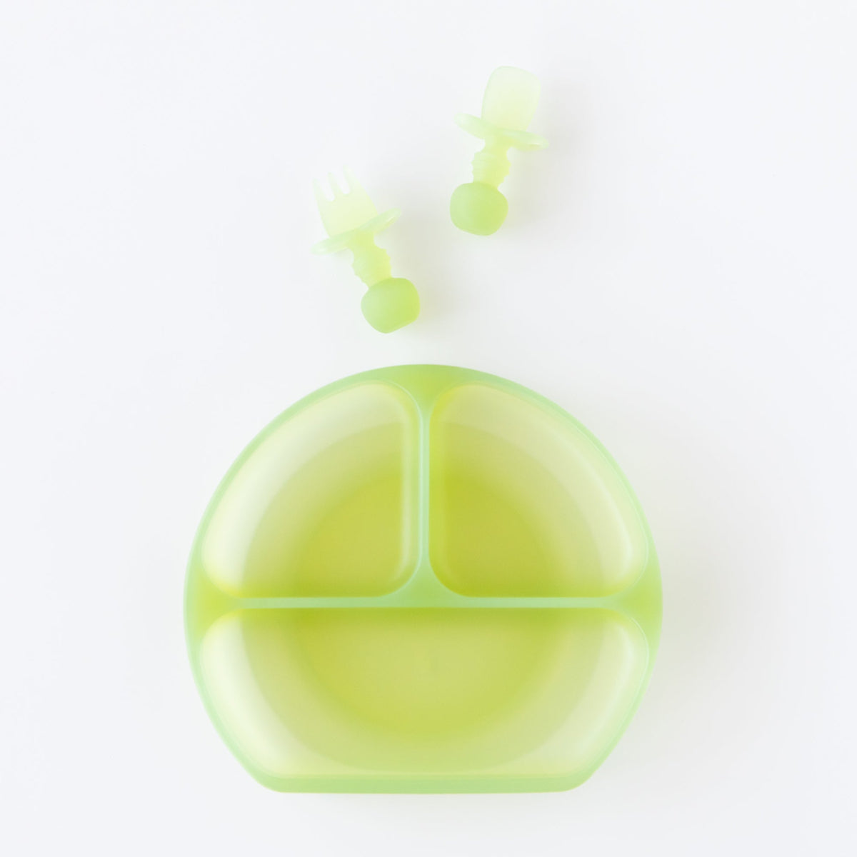 Transparent Green, Food-Safe Silicone Utensils for Babies | Bumkins