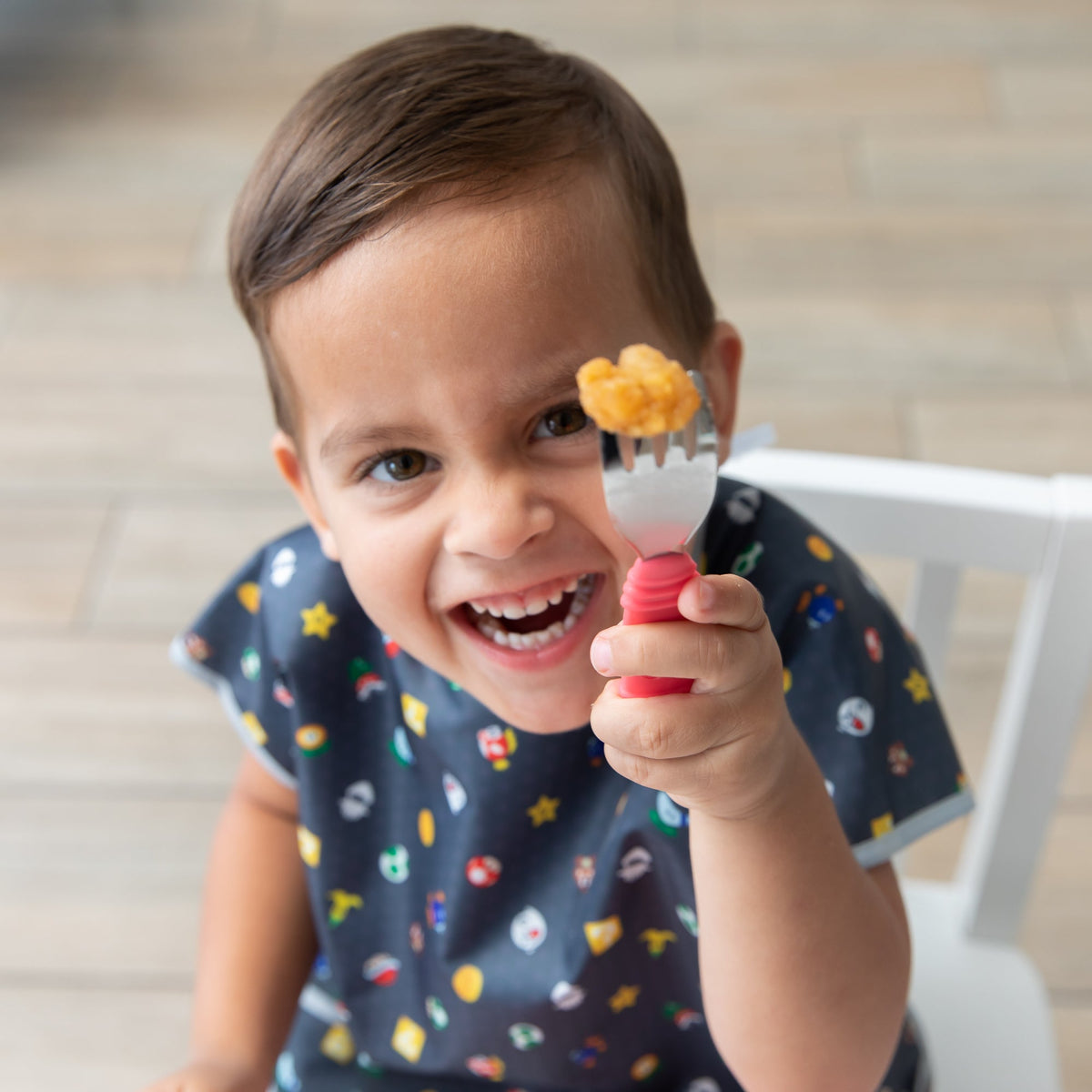 Food-Safe Children's Spoon and Fork Set in Red | Bumkins