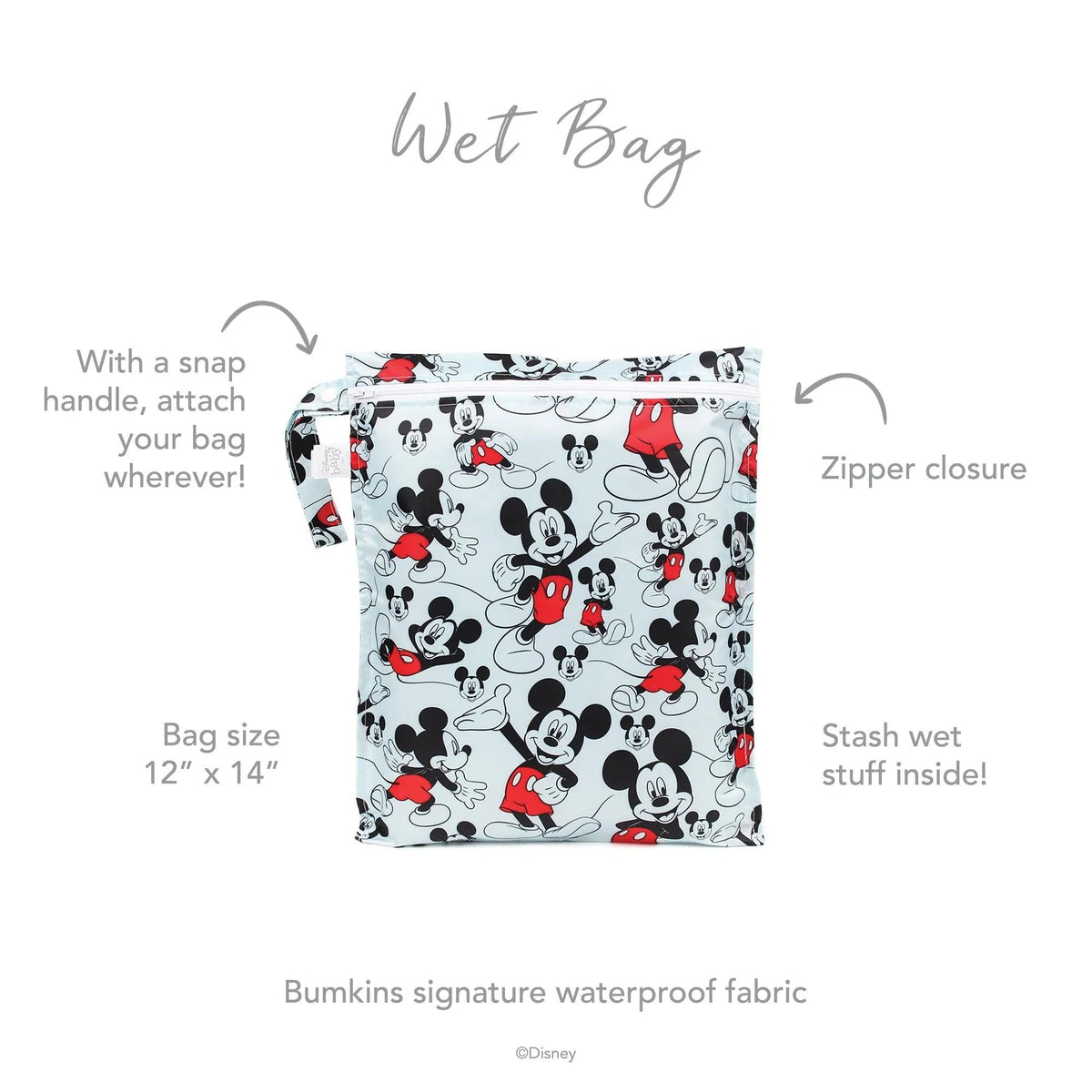 Disney Reusable Wet Bag, Travel Bag, Waterproof Fabric Baby | Bumkins