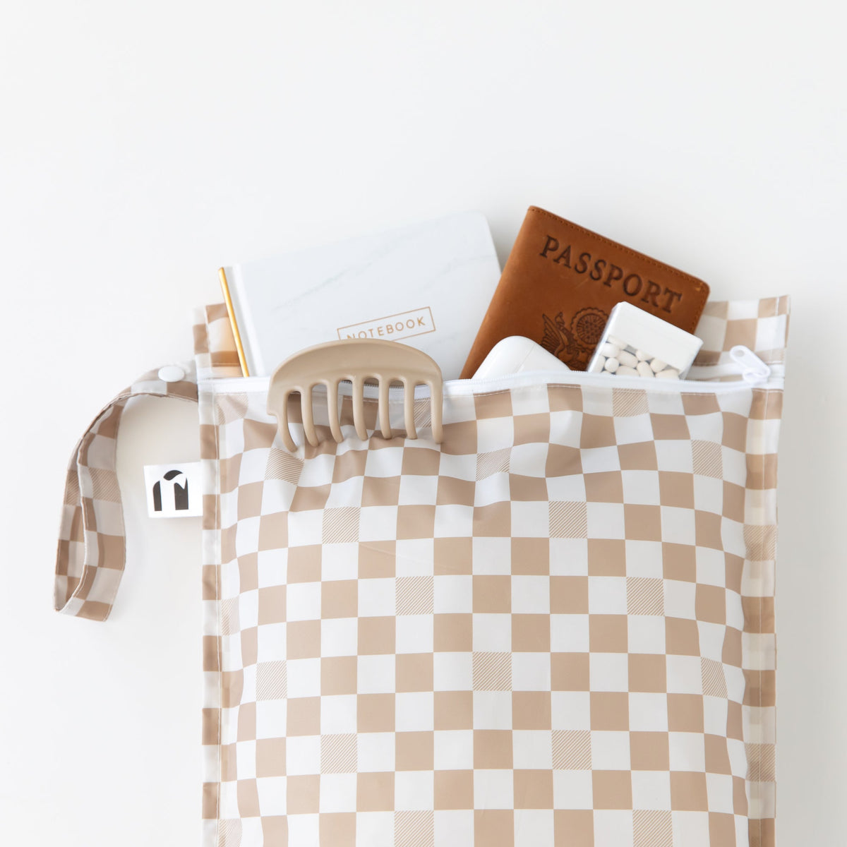 Wet Bag + Wet/Dry Bag Set: Tan Checker | Machine Washable | Bumkins