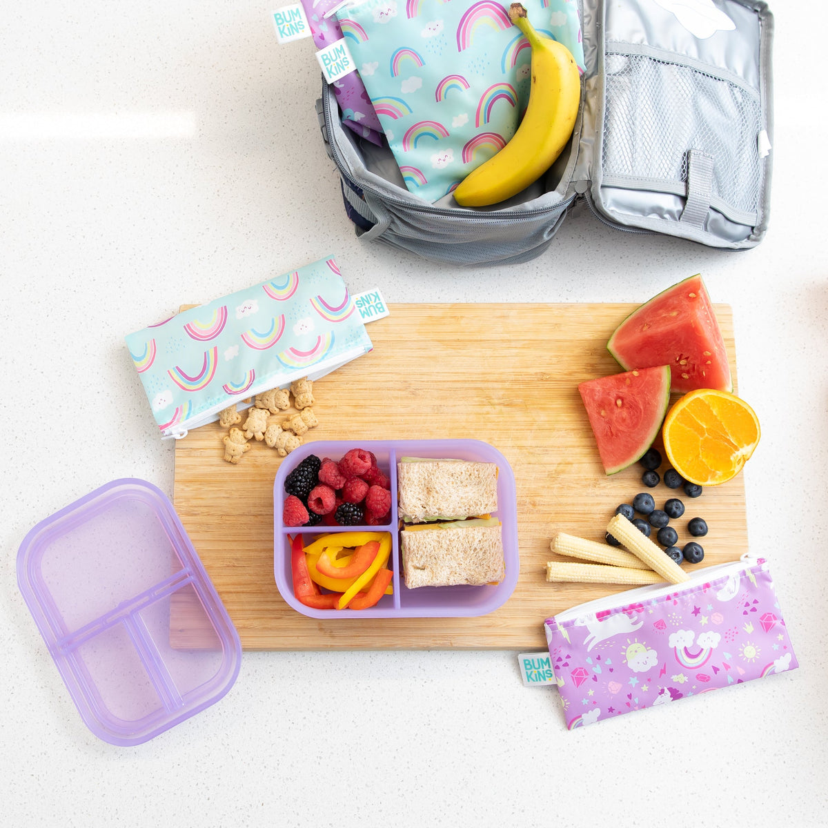 Lunchbox Legends 6-Piece Set: Unicorns Purple Jelly | Bumkins