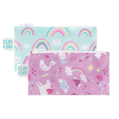 Reusable Snack Bags, Waterproof Fabric, BPA Free, 2-Pack – Unicorns & Rainbows Baby | Bumkins