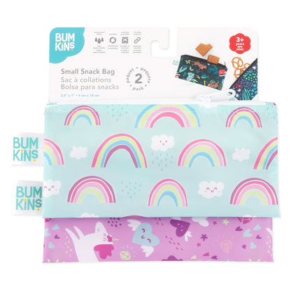 Reusable Snack Bags, Waterproof Fabric, BPA Free, 2-Pack – Unicorns & Rainbows Baby | Bumkins