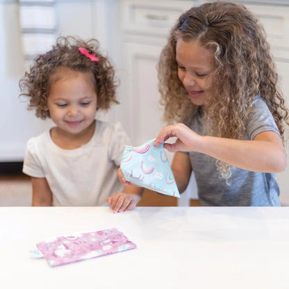 Reusable Snack Bags, Waterproof Fabric, BPA Free, 2-Pack – Unicorns & Rainbows Baby | Bumkins