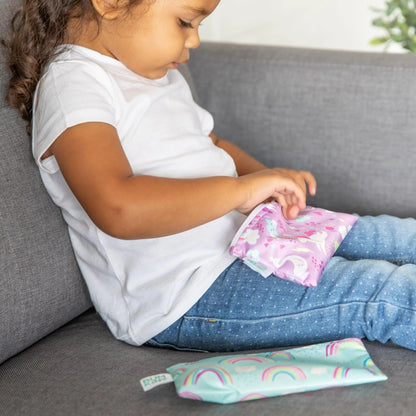 Reusable Snack Bags, Waterproof Fabric, BPA Free, 2-Pack – Unicorns & Rainbows Baby | Bumkins