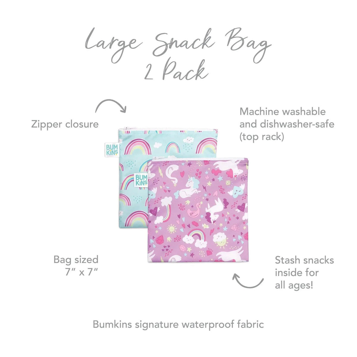 Reusable Sandwich Bags 2-pk, Waterproof Fabric, BPA Free, Eco-Friendly – Unicorns Baby | Bumkins
