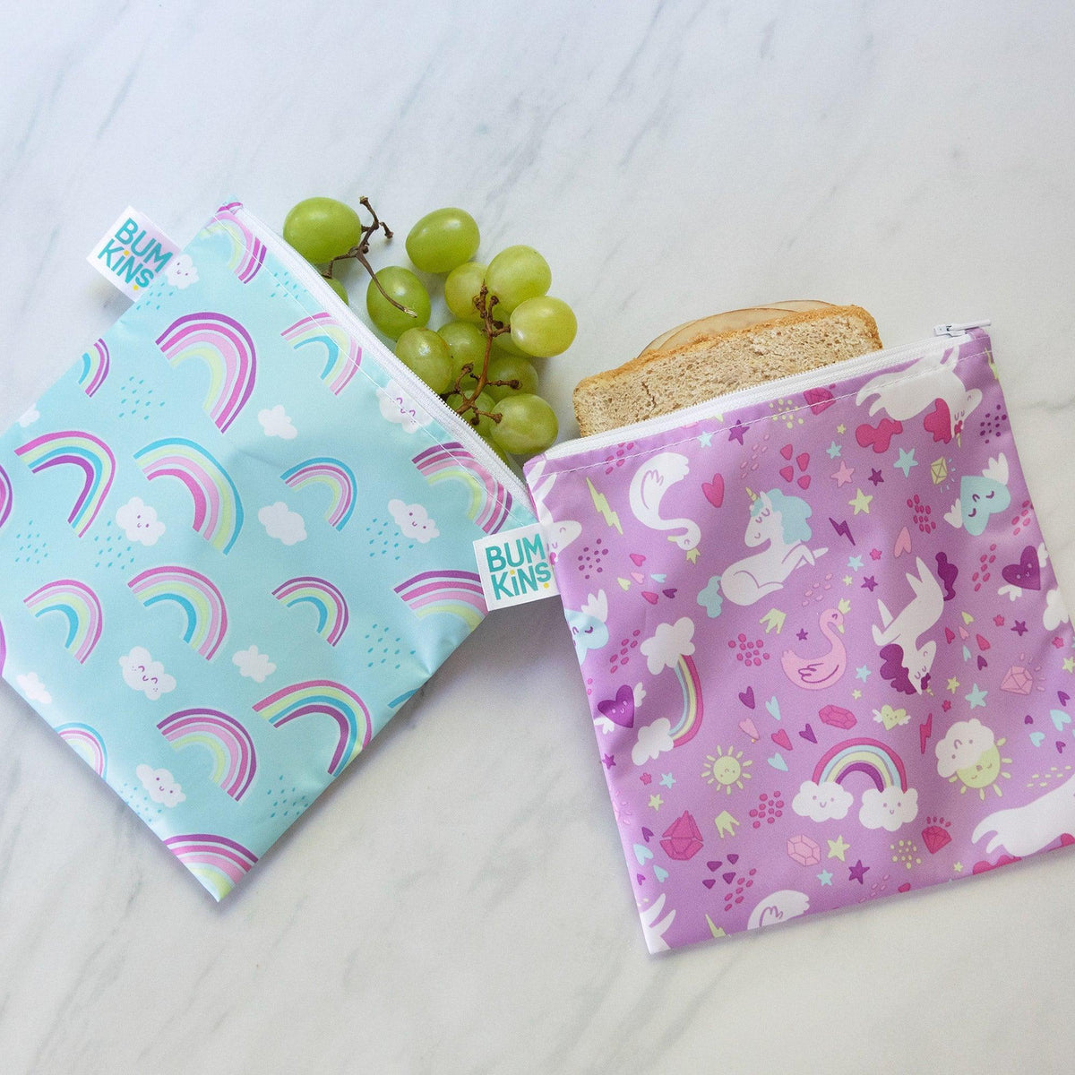 Reusable Sandwich Bags 2-pk, Waterproof Fabric, BPA Free, Eco-Friendly – Unicorns Baby | Bumkins
